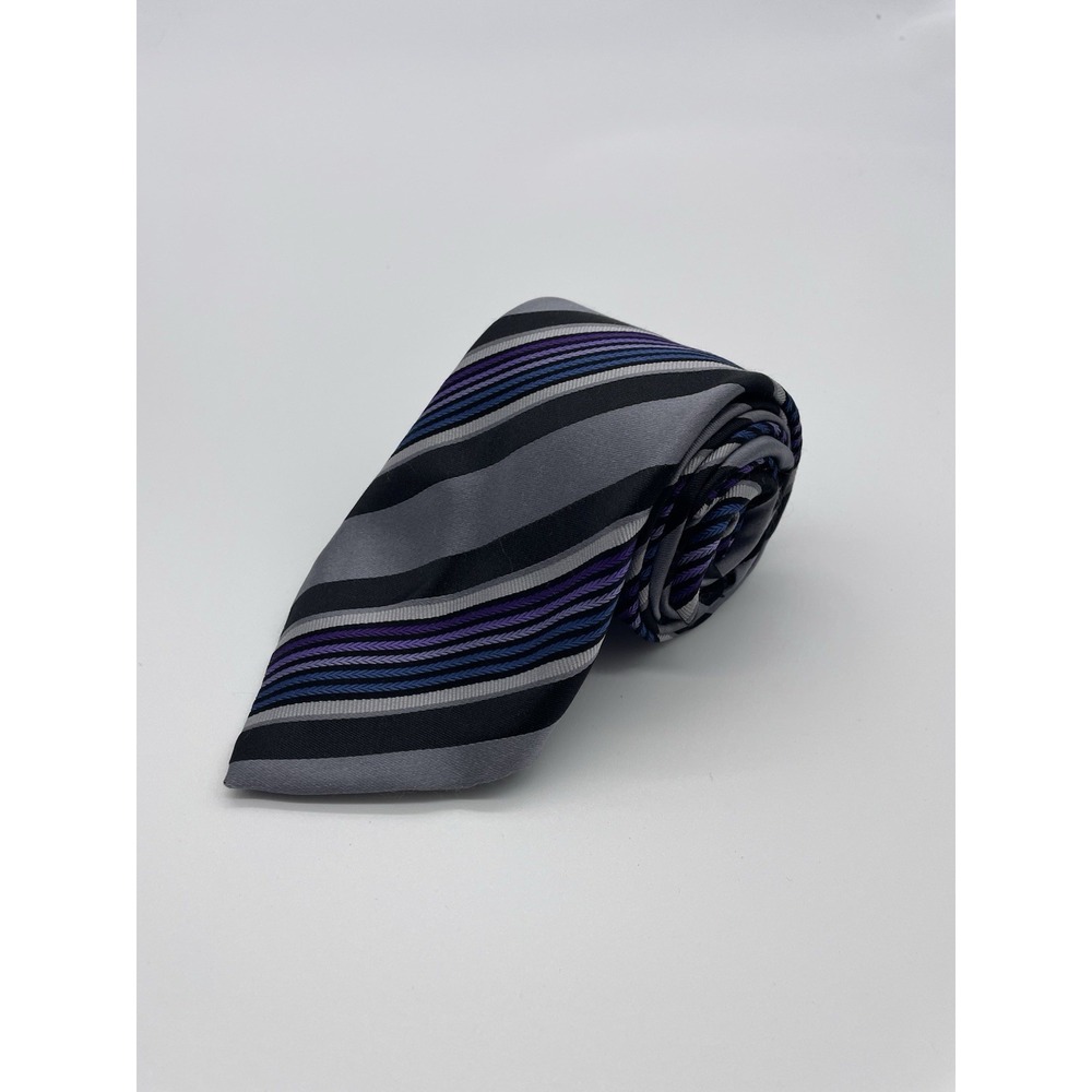 Santorelli Men's Striped Blue Gray‎ Tie 100% Silk Hand Made In Italy Designer